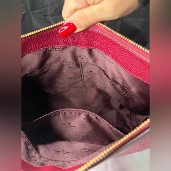 Kate Spade pebbled leather burgundy tote bag - Picture 10 of 15